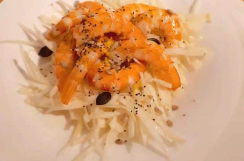 Salade de choux blanc et crevettes