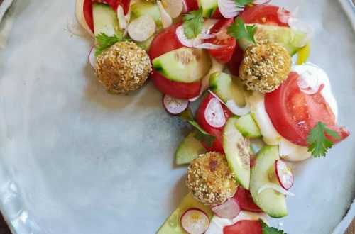 Boulettes de pois chiches feta cumin coriandre