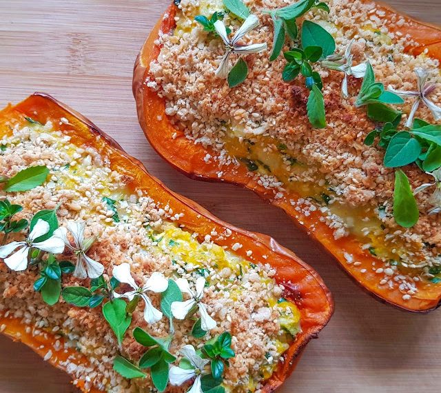 Courge butternut farcie au fromage frais